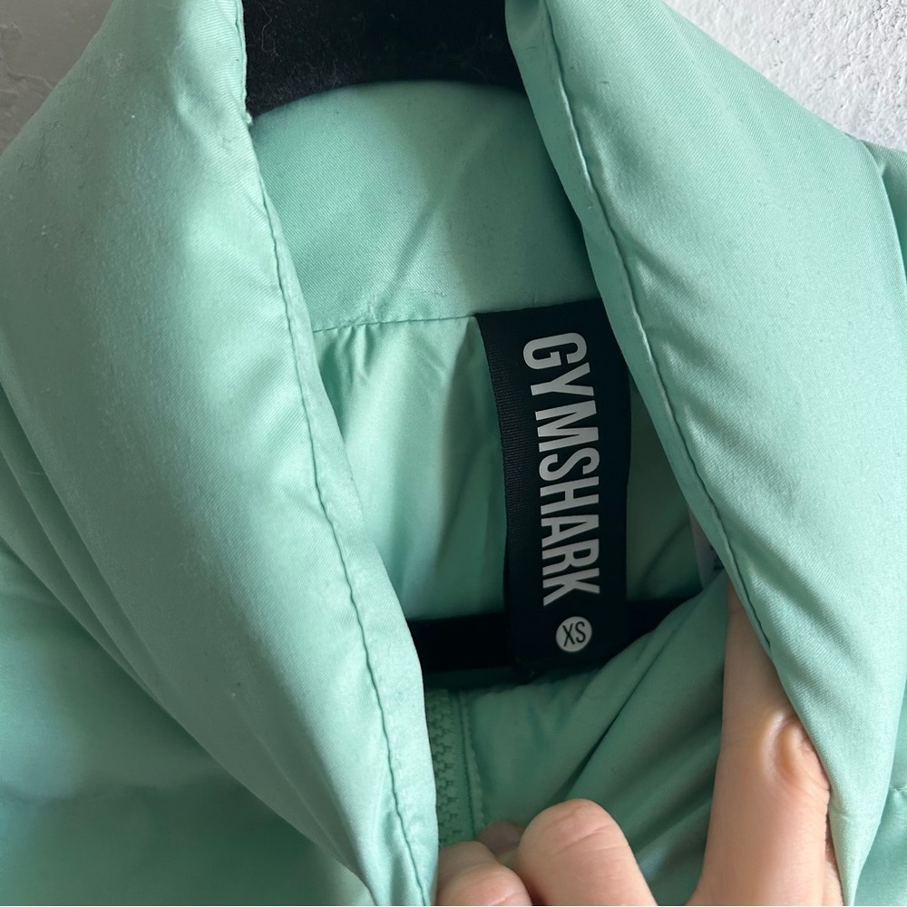 Gymshark Sz XS Mint Green Cropped Puffer Winter Coat - Picture 8 of 12